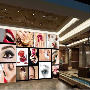 

beibehang Europe and the United States fashion beauty salon semi-permanent eyebrow lip nail tooling background 3d wallpaper