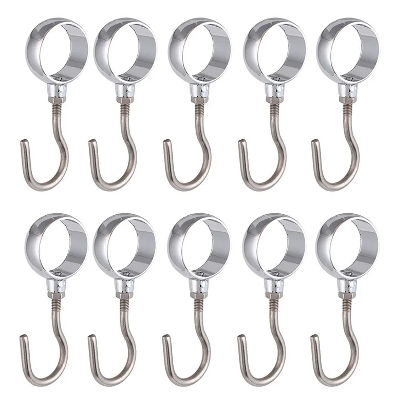 

Wardrobe 25mm Dia Tube Rod Adjustable Clothes Coat Hooks Hangers 10pcs
