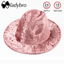 Ladybro бархатная фетровая шляпа Женская осенне-зимняя шапка мужская Панама с широкими полями шляпа Женская джаз шляпа мужская элегантная винтажная шляпа сомбреро