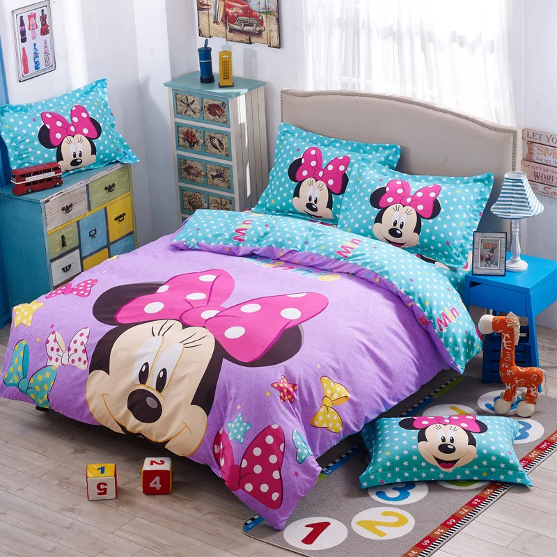 Disney Минни Маус постельных принадлежностей розовый пододеяльник лист набор для Декор для детской спальни 4 шт
