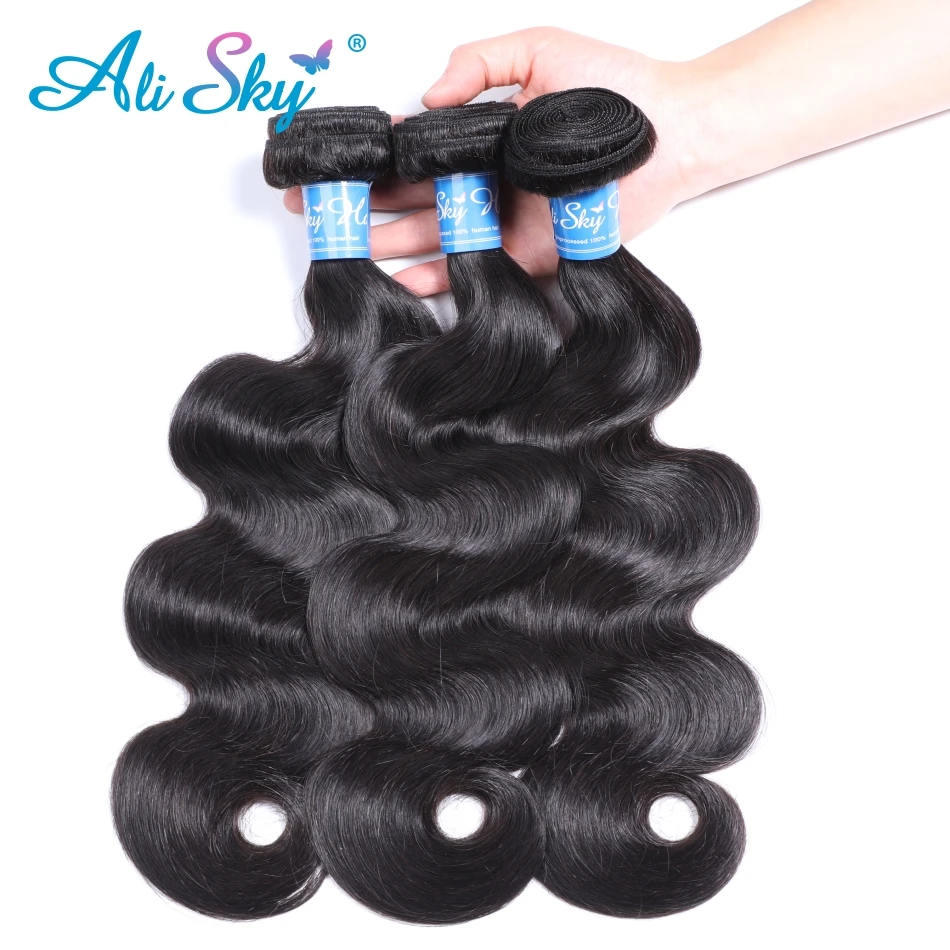 Alisky Hair Peruvian Body Wave Hair 100% thick Human Hair bundles 8-30inch weaves 1/3/4 bundles No Tangle Remy hair extensions