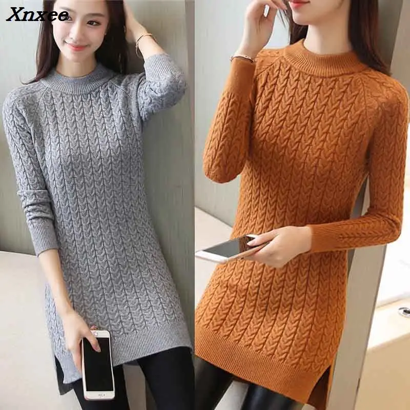 New Fashion 2018 Women Autumn Winter Embroidery Long Sweater Pullovers Casual Warm Female Knitted Sweaters Pullover Lady New Fashion 2018 Women Autumn Winter Embroidery Long Sweater Pullovers Casual Warm Female Knitted Sweaters Pullover Lady