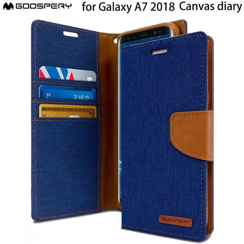 

Original Mercury GOOSPERY Canvas Diary Card Wallet Flip Cover Case For Samsung Galaxy A7 2018 A750