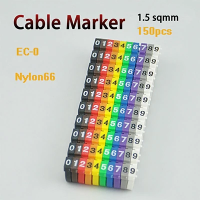 Кабельные маркеры EC-0 EC-1 EC-2 Маркер кабельной проводки номер 0 до 9 оптического кабеля Размеры 1,5 sqmm микс Цветной Кабельные маркеры из ПВХ изоляция маркер - Цвет: EC-0-nylon marker