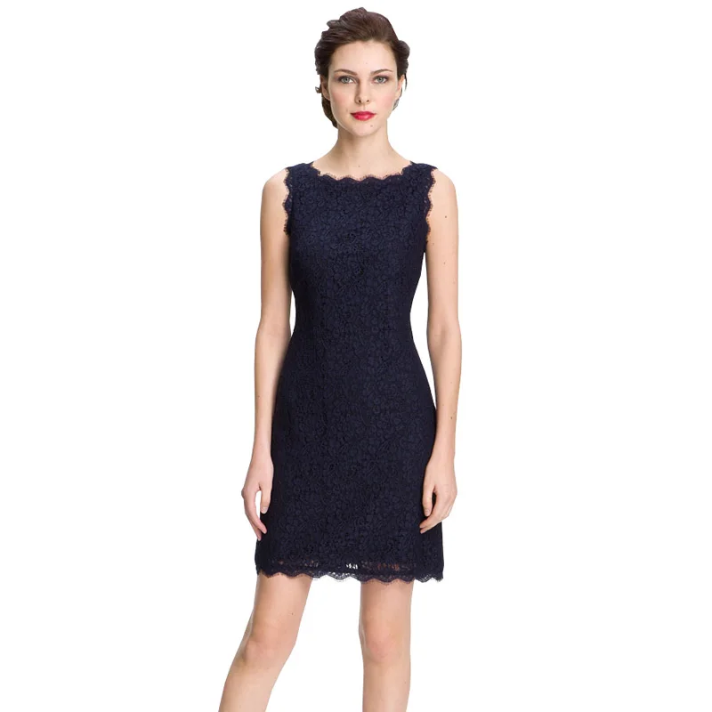 New Bodycon Cocktail Party Elegant Women Sleeveless Full Zip Back Floral Lace Dress Short Burgundy Women Dresses Hot Selling