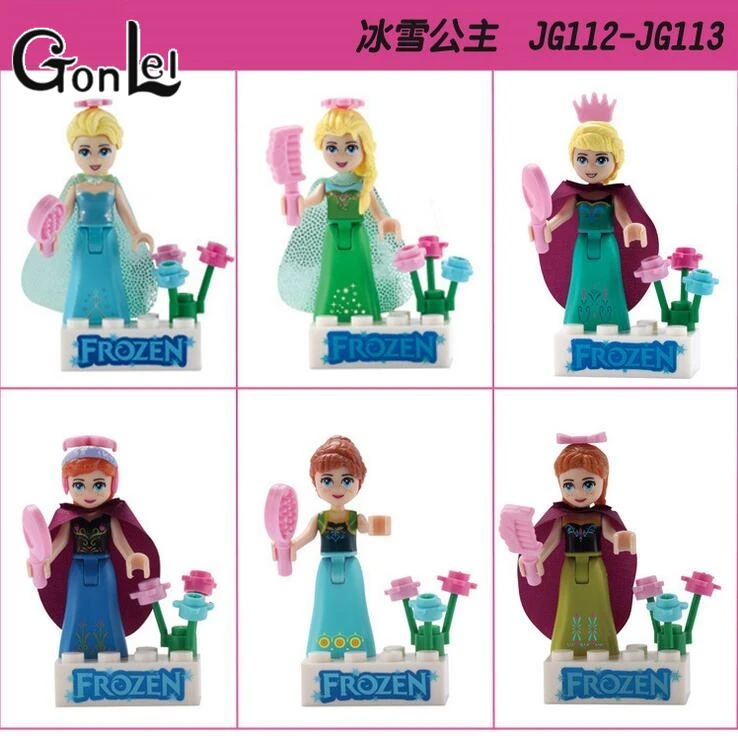 GonLeI Girl JIEGO 112-113 6pcs/lot Building Blocks Sets Model DIY Bricks Toys For Children Christmas gift Legoingly Frozeningly