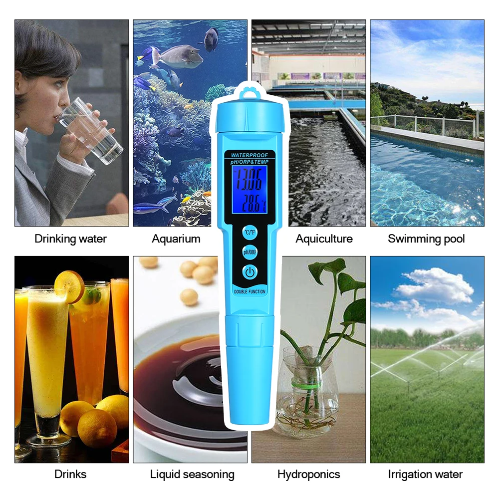 3 в 1-восстановительного потенциала, концентрата эмульсии, температура прибор для измерения уровня pH тестер качества воды Температура метр многопараметрический цифровой ЖК-дисплей для контроль качества воды с функция atc