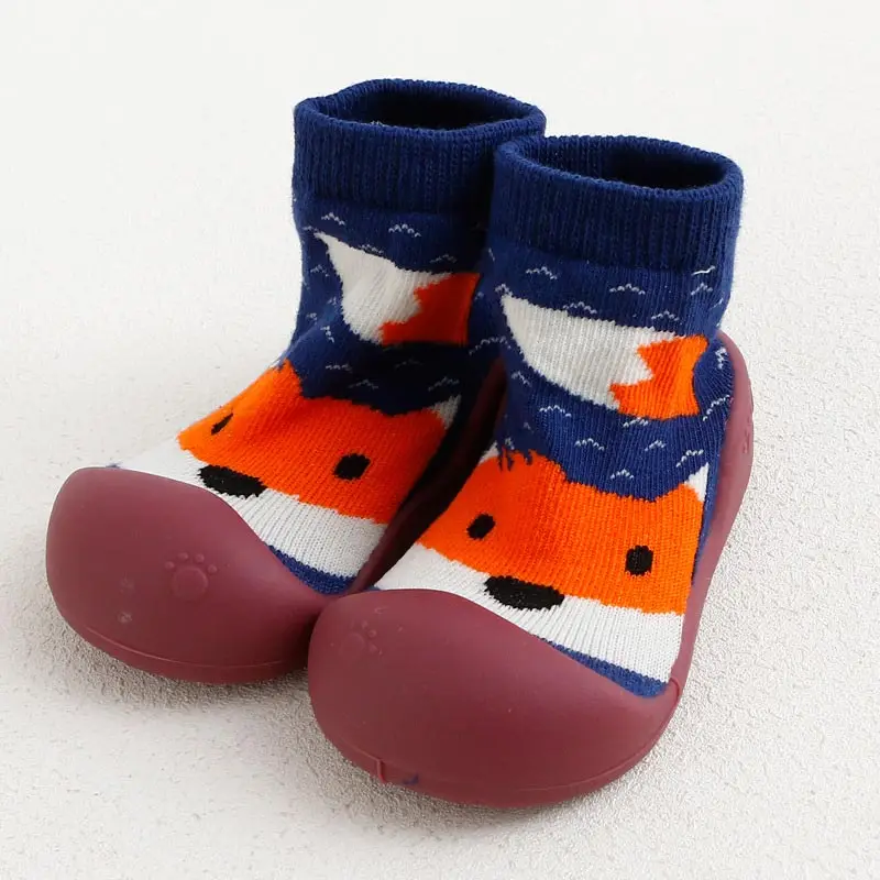 KiDaDndy/детские носки для малышей 0-3 лет, Нескользящие, с рисунком Cyre, с полосатым носком, с резиновой подошвой, для маленьких мальчиков и девочек