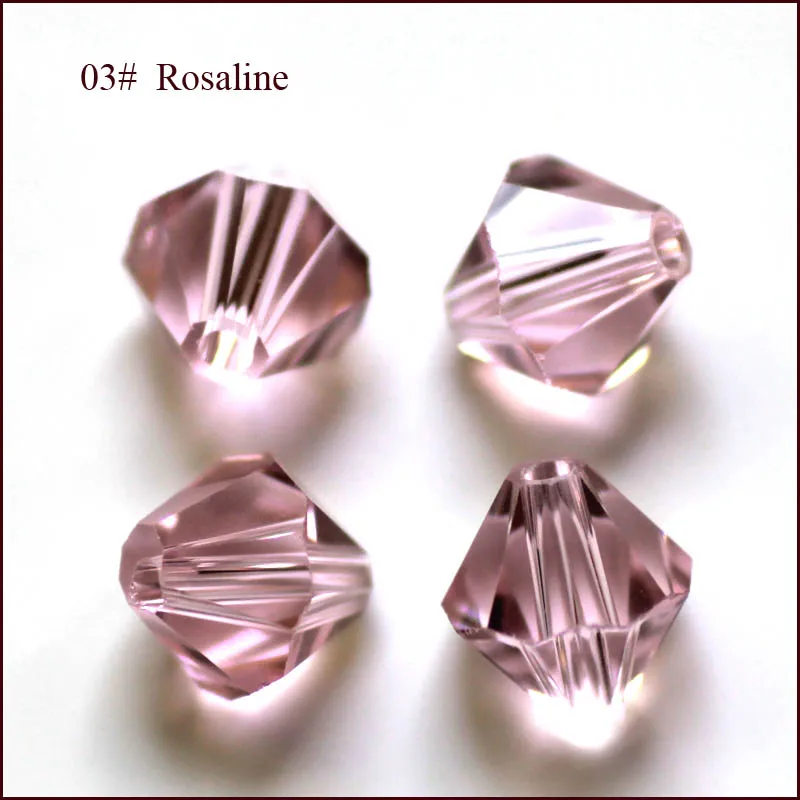 3 мм, 4 мм, 5 мм, 6 мм, 8 мм, 10 мм, 300 шт, стеклянные кристаллы, свободные граненые биконусные бусины 5301 для изготовления браслетов и ожерелий - Цвет: rosaline