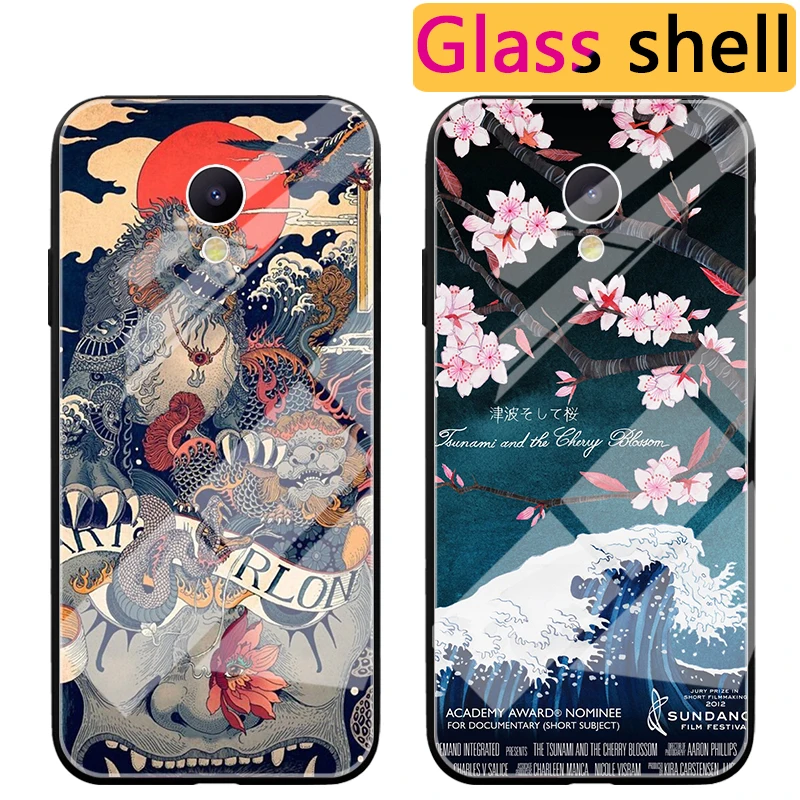 

Luxury Floral Silicone Cover For Meizu V8 15 / 16 / 16th Plus Back Cover Glass Case For Meizu M6s mblu S6