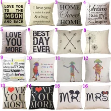 16 Styles18x18 inches Cotton Linen Quote Cushion Cover Cover Romantic Valentine Day Gift Pattern Pillowcase Throw Pillow Cover