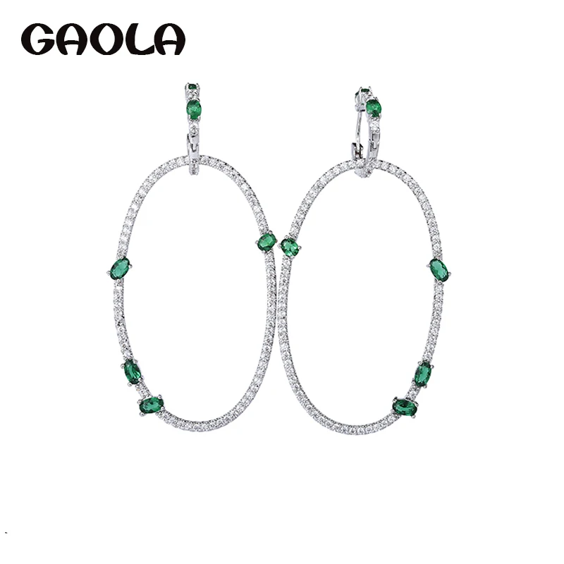 

GAOLA New Arrival White Gold Color Round Cubic Zirconia Dangle Earrings for Woman GLE6669