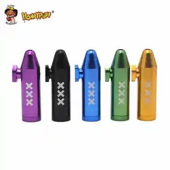 

HONEYPUFF 4PCS Portable Aluminum Bullet Rocket Sniffer 2 Design Snuff Snorter Dispenser Powder Snuffer With XXX LOGO