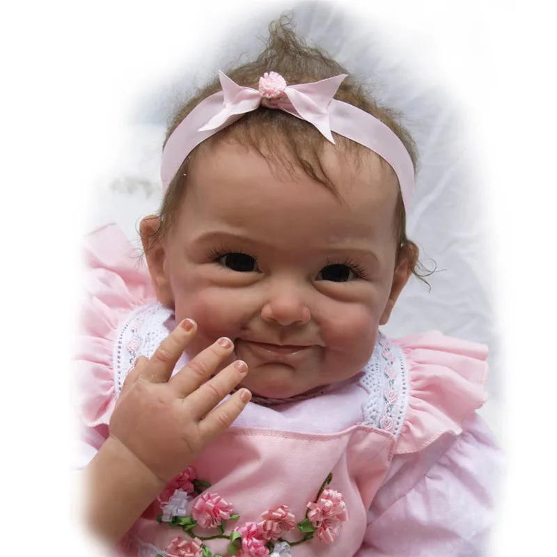 NPK 55 см силиконовые куклы Reborn Baby в розовом 22 дюйма прекрасная кукла Reborn для Ребенка Рождественский подарок Bonecas Bebe Reborn Brinquedos