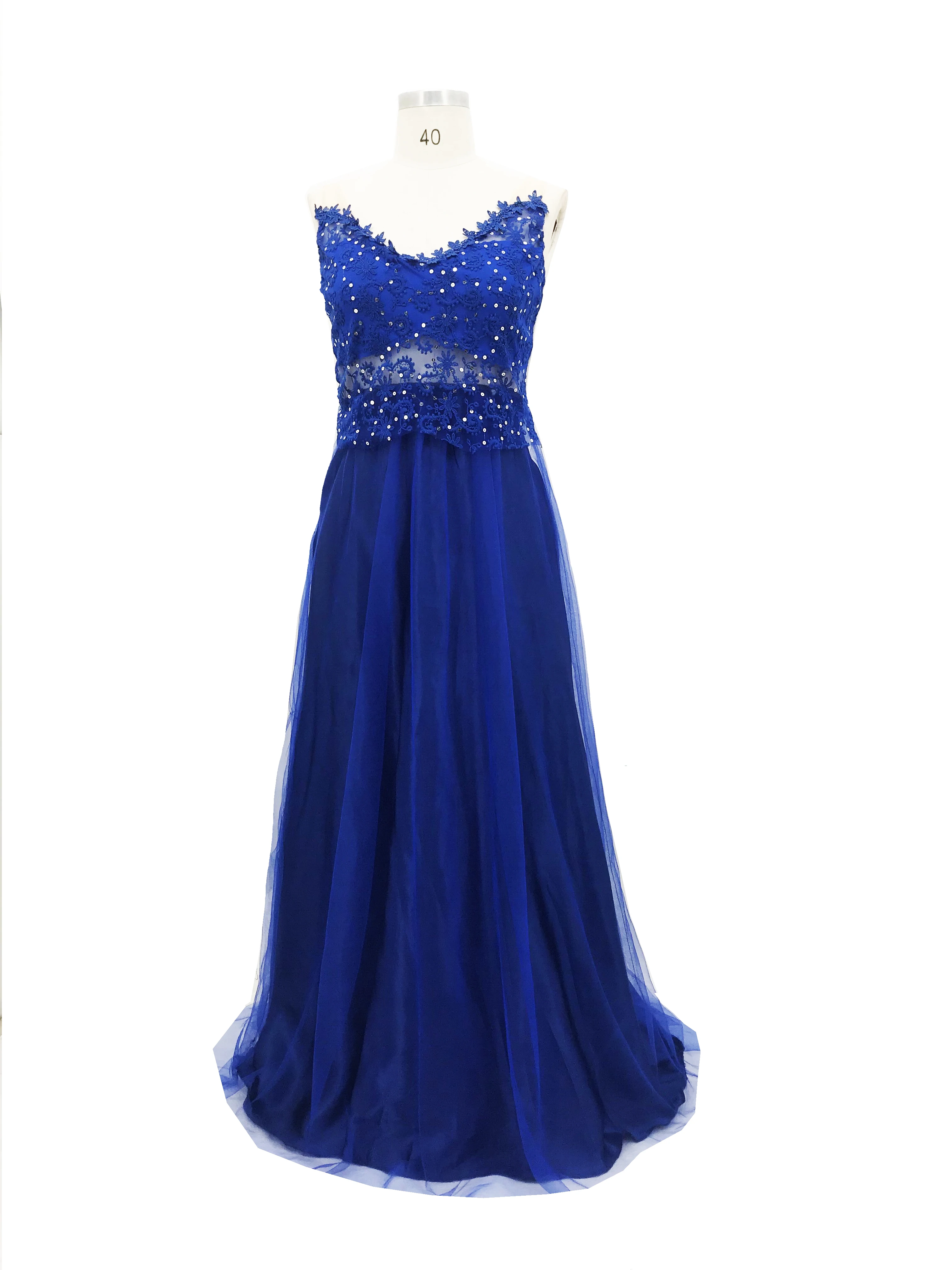 

Women's Mesh Floor-Length Formal Wedding Party Evening Ball Gown V-Neck Party Prom Pageant Dress