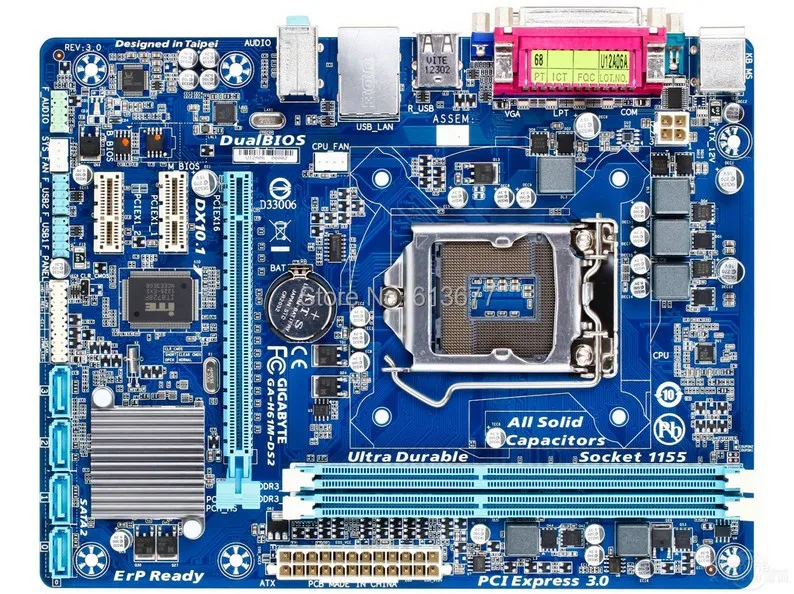 Оригинальная материнская плата ПК Gigabyte GA-H61M-DS2 DDR3 LGA 1155 H61M-DS2 H61 настольная материнская плата