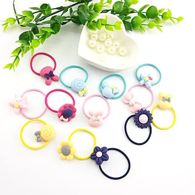 

Wholesale 1PC Girls Cartoon Flower Lollipop Acrylic Elastic Hair Bands 3.0cm Small Rubber Bands Kids Scrunchie Hair Accessories