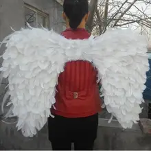 Горячие пользовательские модные натуральные ангельские крылья с перьями студия фотографии свадебные шоу/выступления реквизит 50*120 см EMS