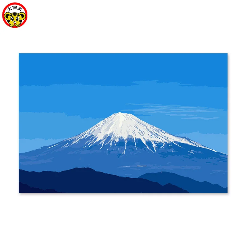 Diy Цифровая живопись маслом по номерам Рисование Ручная роспись картина Настенный декор pic Япония Mt Fuji большой вулкан Снежная гора