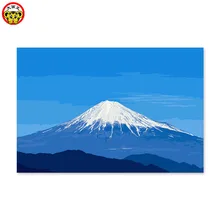 Diy Цифровая живопись маслом по номерам Рисование Ручная роспись картина Настенный декор pic Япония Mt Fuji большой вулкан Снежная гора