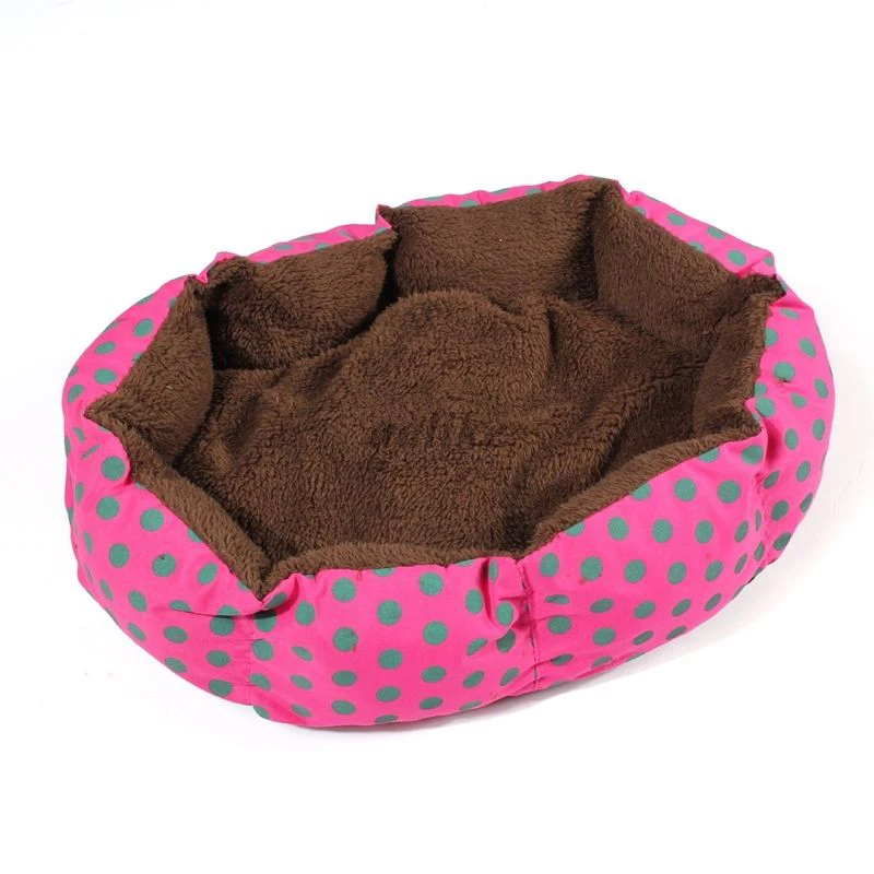 

40x32cm Winter Warm Pet Bed For Small Dogs Soft Fleece Dot Design Pet Nest With Removable Pet Mat Octagon Shape Kennel Cat Puppy