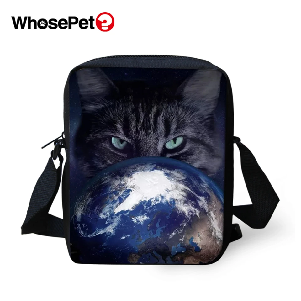

WHOSEPET Women Messenger Bags Cats Lights Prints Animal Cross Body Shoulder Bags Cool Girls School Bags Lady Mini Flap Postbags