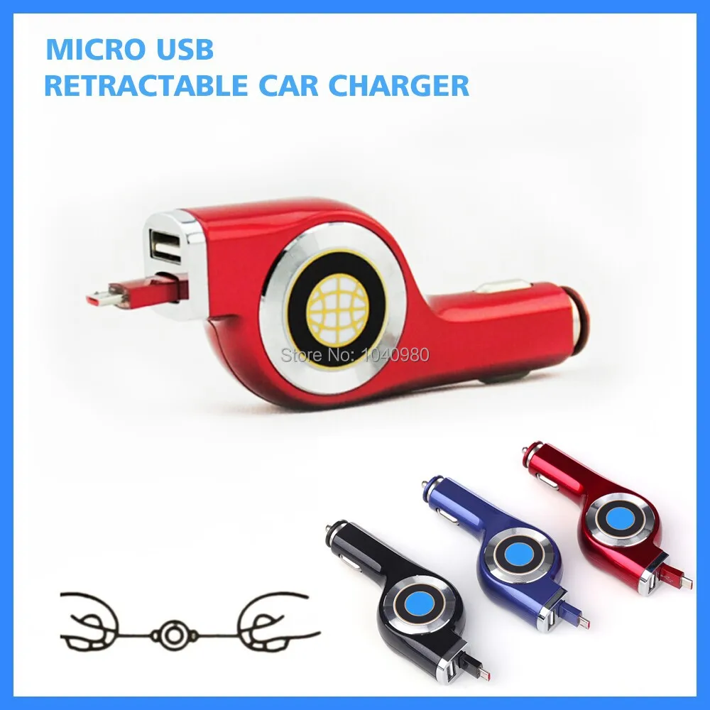 2015 New Retractable Micro USB Car Charger Car Cigarette Lighter with