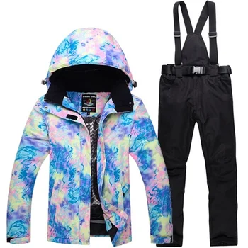 

winter outdoor snowboard suit for woman dot printing snow jacket women + snowboard board pants chaqueta esqui mujer female