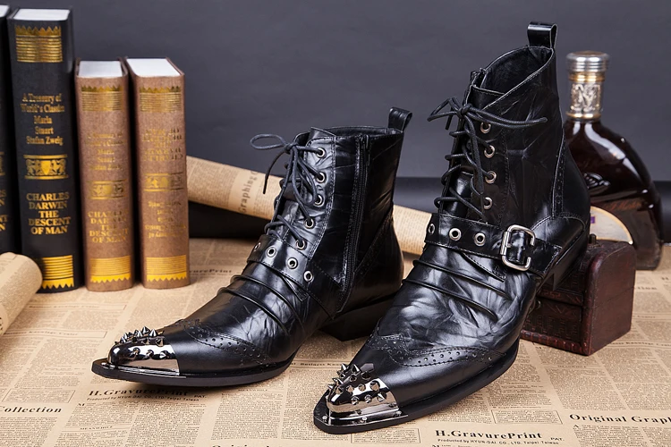 Черные модные мужские ботильоны с острым носком; botas hombre; Botas Militares; свадебные модельные туфли на шнуровке; мужские ковбойские ботинки