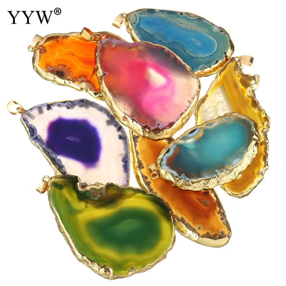 YYW Подвески с натуральным ониксом, разноцветный кусочек, необычный натуральный агат, хрустальный камень, кварц, подвеска, сделай сам, подходящие ожерелья