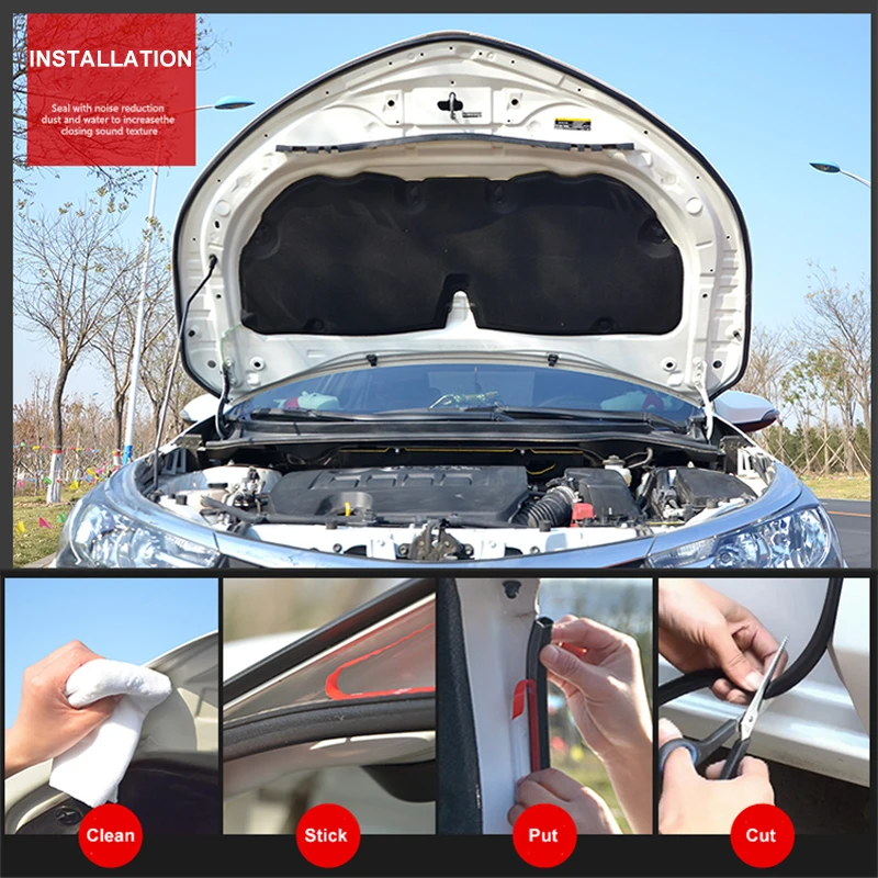 Car Door Seal Strip Stickers Anti-Dust Soundproof Sealing Big D Z P Type Noise Insulation Car Accessories Goods 4Meter