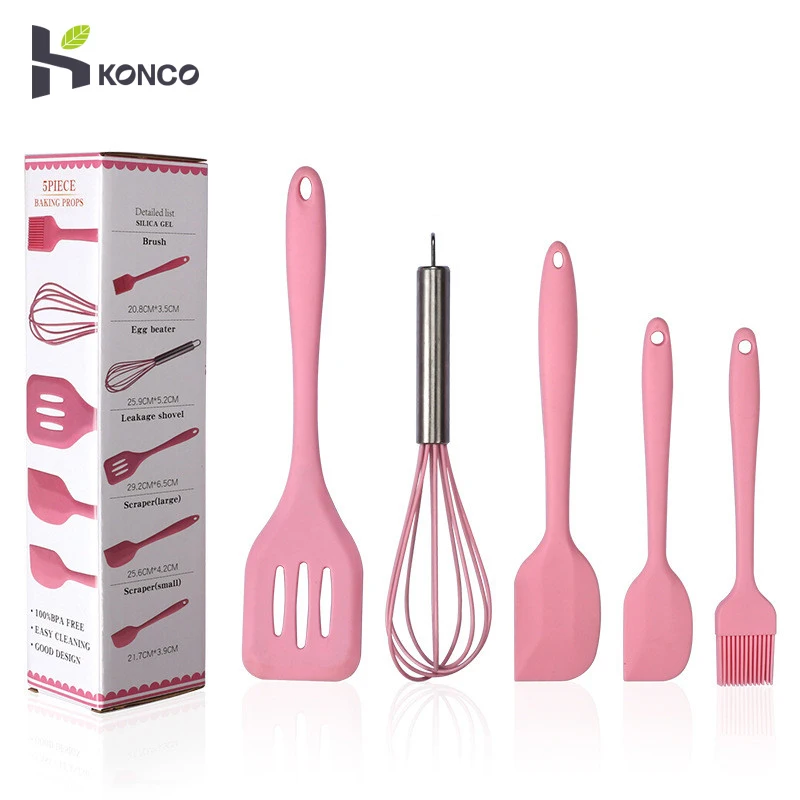 

KONCO Kitchen Utensils Silicone Cooking tools Set Baking Cookware Set with Egg Beater Spoon Spatula Oil Brush
