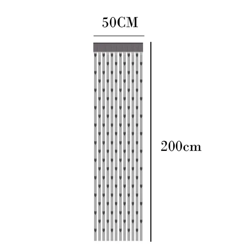 Любовь Сердце струнная занавеска для окна или двери разделитель отвесная занавеска балдахин 50x200 см оконная обработка двери занавеска s домашний декор rideaux - Цвет: black