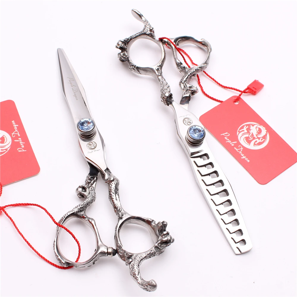 

6'' 17.5cm Blue Stone Purple Dragon Japan 440C Professional Hair Scissors Hairdressing Scissors Salon Hair Styling Tools Z9006