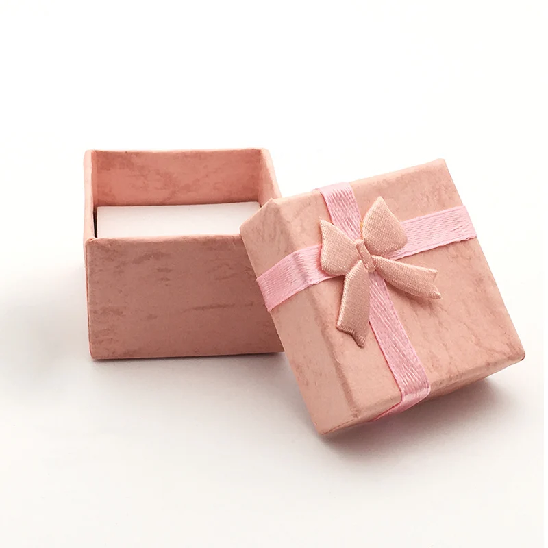 Новинка, 1 шт., 4*4 см, высокое качество, органайзер для ювелирных изделий, ящик для хранения колец, маленькая Подарочная коробка для колец, сережек, 4 цвета - Цвет: Pink