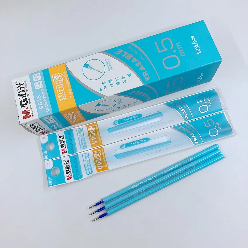 

(6 Pieces/Lot) M&G Plastic Erasable Pen Refills 0.5mm Rod Blue Ink Cue Korean Stationery School Office Writing Tools M6615