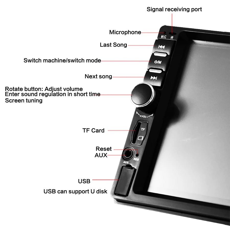Topsource 7018B 7 "HD Сенсорный экран автомагнитолы 2 Din аудио стерео Bluetooth видео MP5 мультимедийный плеер FM радио TF USB AUX Вход