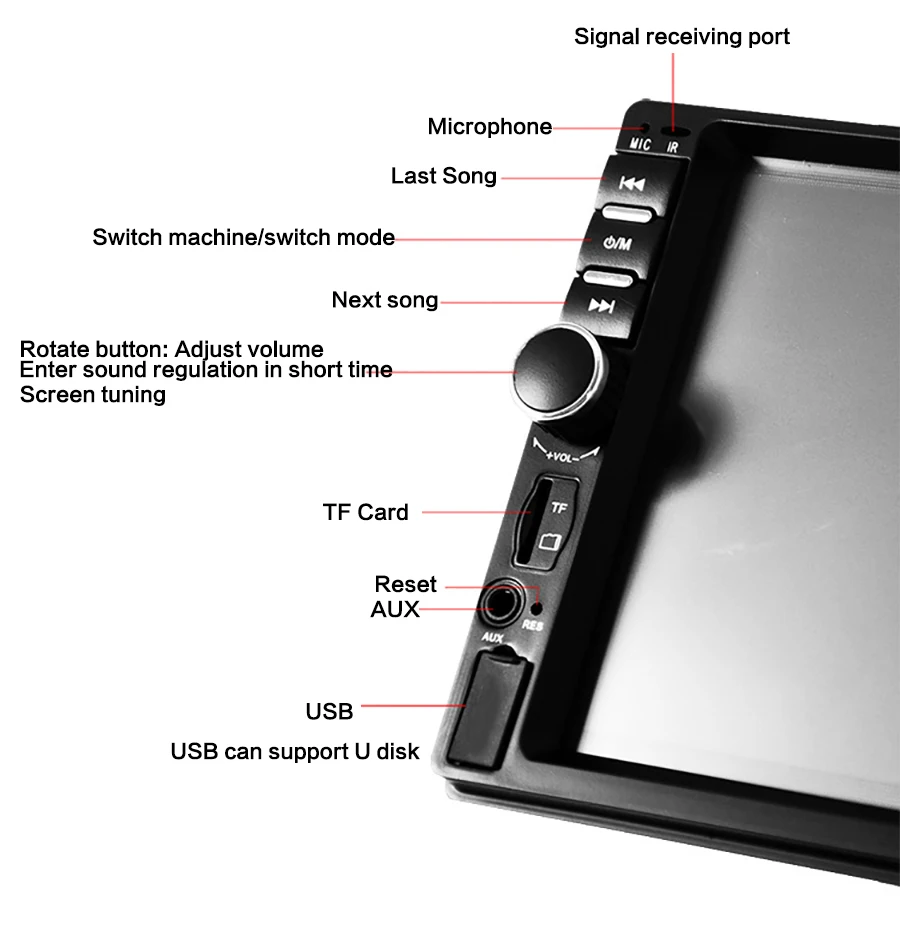 TOPSOURCE 7018B " HD сенсорный экран автомобиля радио 2 Din аудио стерео Bluetooth видео MP5 мультимедийный плеер FM радио TF USB AUX вход