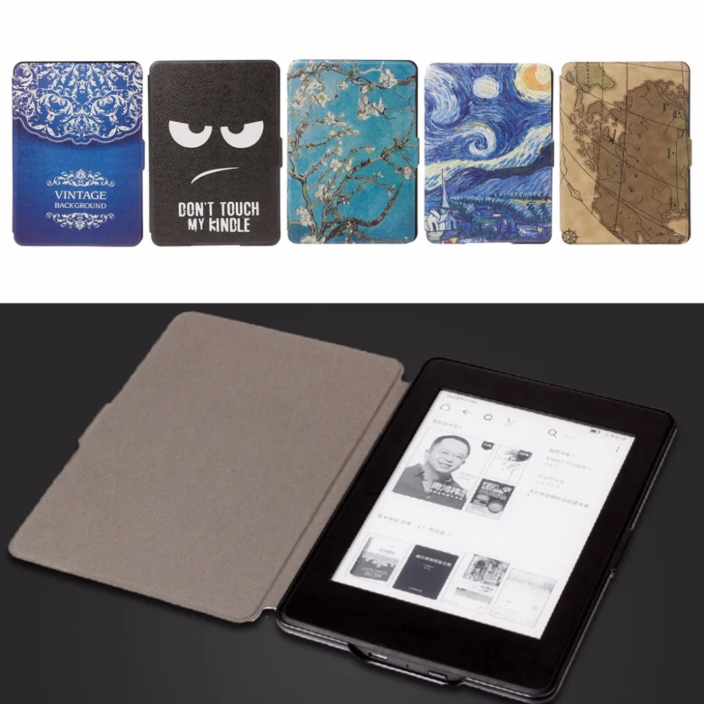 1Pc Slim Faux Leather Folio Flip Case Protective Shell Skin Cover Auto Sleep/Wake For Kindle Paperwhite 1/2/3 6 Inch