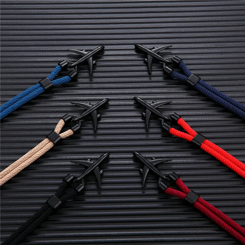 Bracelet jewelry MKENDN Airport Fashion Men Women Airplane Anchor Bracelets Charm Rope Chain Paracord aviation life Jewelry Pulseras hombres