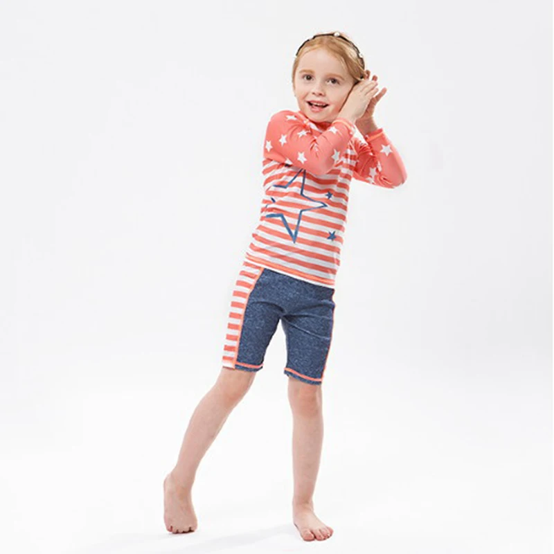 Children's Swimwear for Girls Rash Guards Long Sleeve Sunscreen UV Protection Kids Bathing Suit Toddler Teens Children Swimsuit