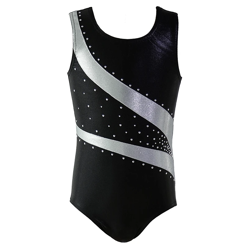 Модные детские гимнастические трико для девочек, танцевальная одежда для балета, боди на бретелях, костюмы S1 - Цвет: black and white