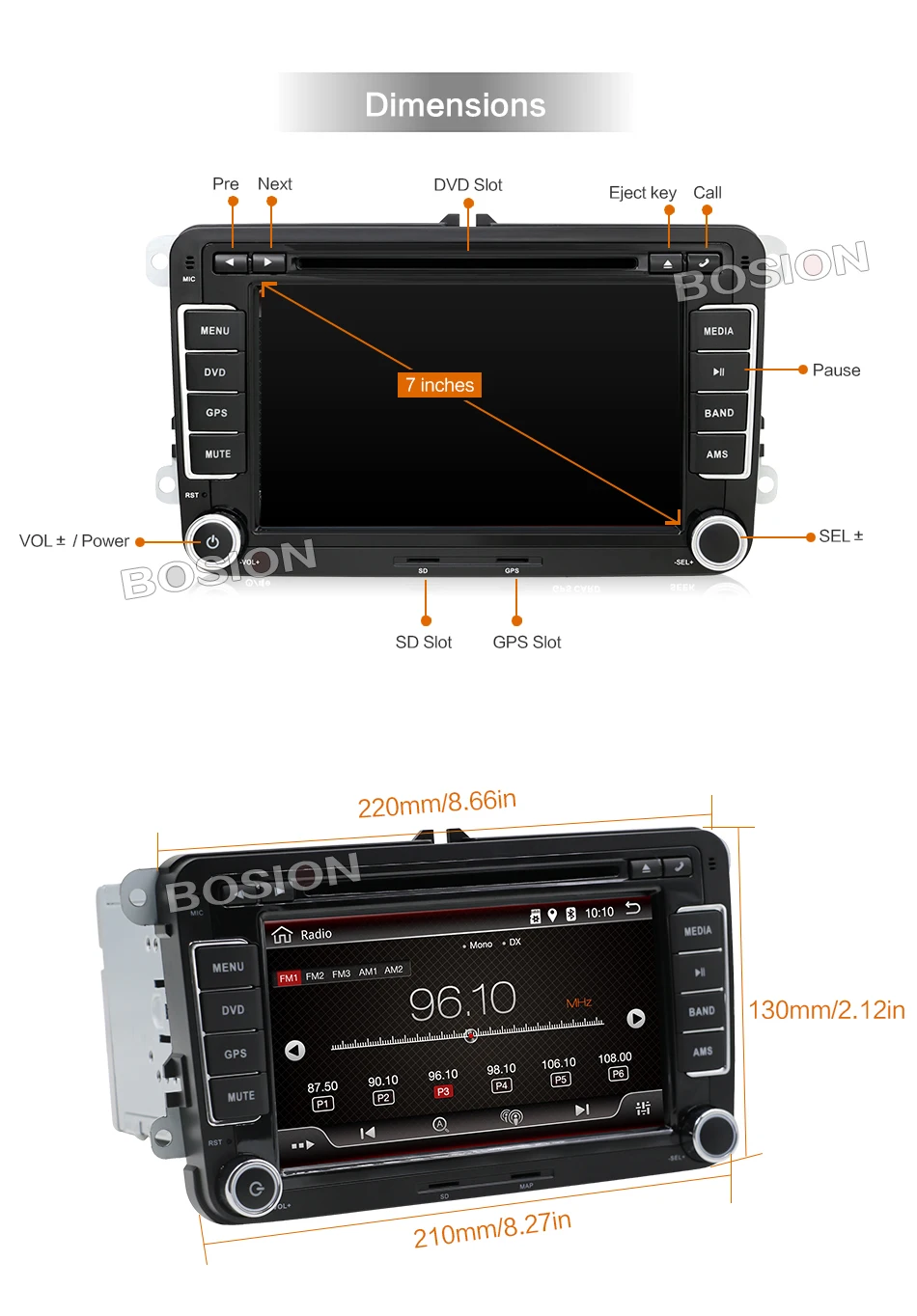 Clearance 2 din 7" for VW android 7.1 Car DVD player for GOLF 5 Golf 6 POLO PASSAT CC JETTA TIGUAN TOURAN EOS with GPS wifi +free shipping 3