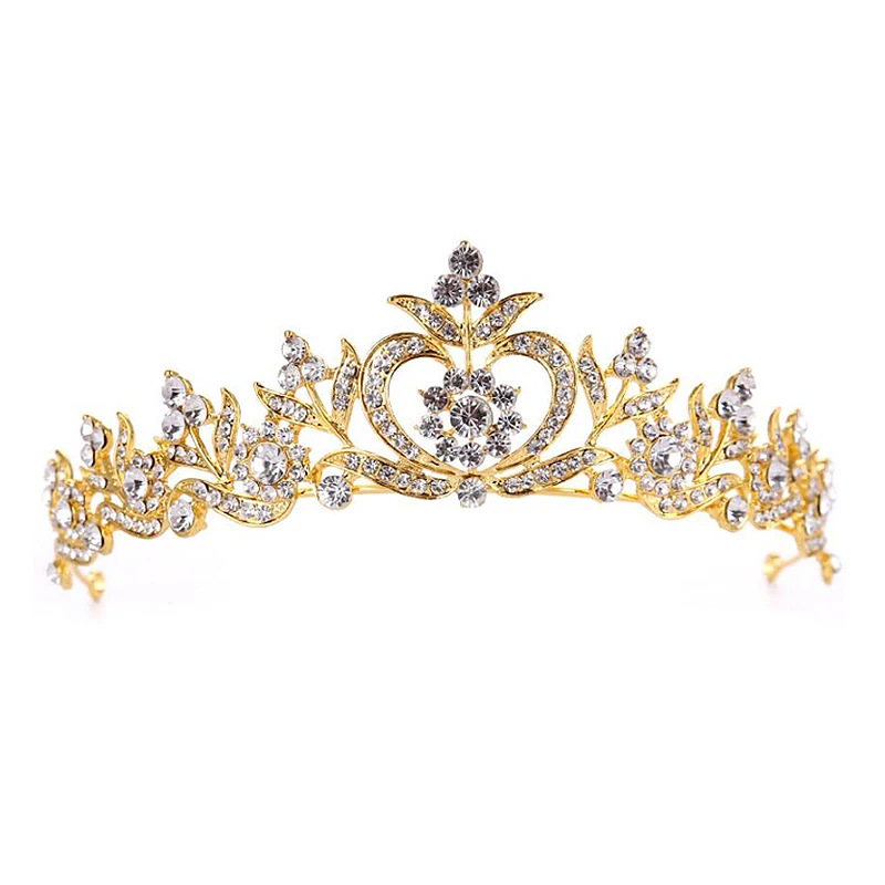 Gold Color Vintage Luxury Princess Crystal Rhinestone Tiara Pageant Wedding Bridal Crowns And Tiaras Bride Hair Accessories | Украшения и