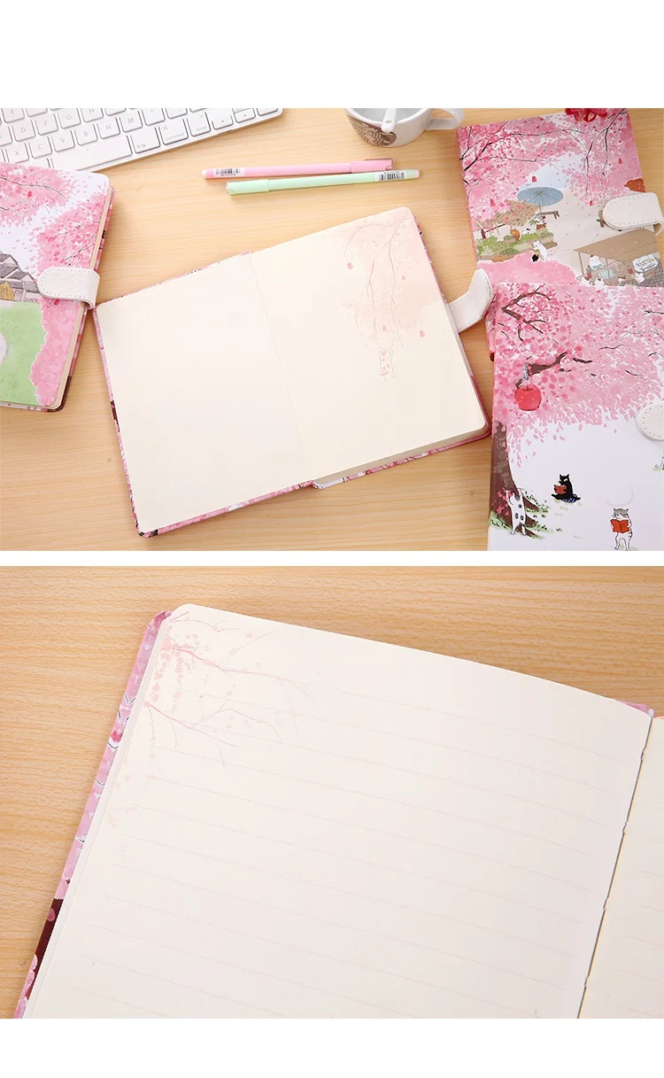 Блокнот Sakura, весенний пейзаж, милый дневник, Joural, кавайный блокнот, канцелярские принадлежности, блокнот, розовый стиль для девочек, школьные принадлежности, подарок