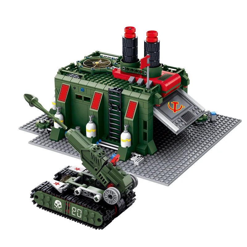 

KAZI War Factory Red Alert 3 Army Tank Action Model Building Blocks Bricks Plastic Educational Toys Gifts For Children