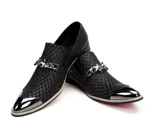 Мужская модная повседневная обувь с тиснением; Мужская обувь с острым носком без застежки; роскошная дизайнерская мужская обувь лоферы с пряжкой; модельные туфли для вечеринок - Цвет: as pics 1
