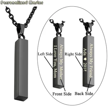 Personalized Master Custom Message Names Pendant Stainless Steel vertical bar Engraved Text Pendant Necklace Friends Lovers Gift lovers friends джинсовые брюки