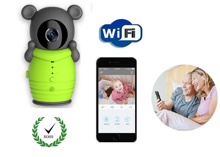 Achat Mignon de Bande Dessinée Ours Poche Numérique Sans Fil Wifi Bébé Moniteur IP Caméra pour iOS Android Smartphone de Soutien de Vision Nocturne Interphone