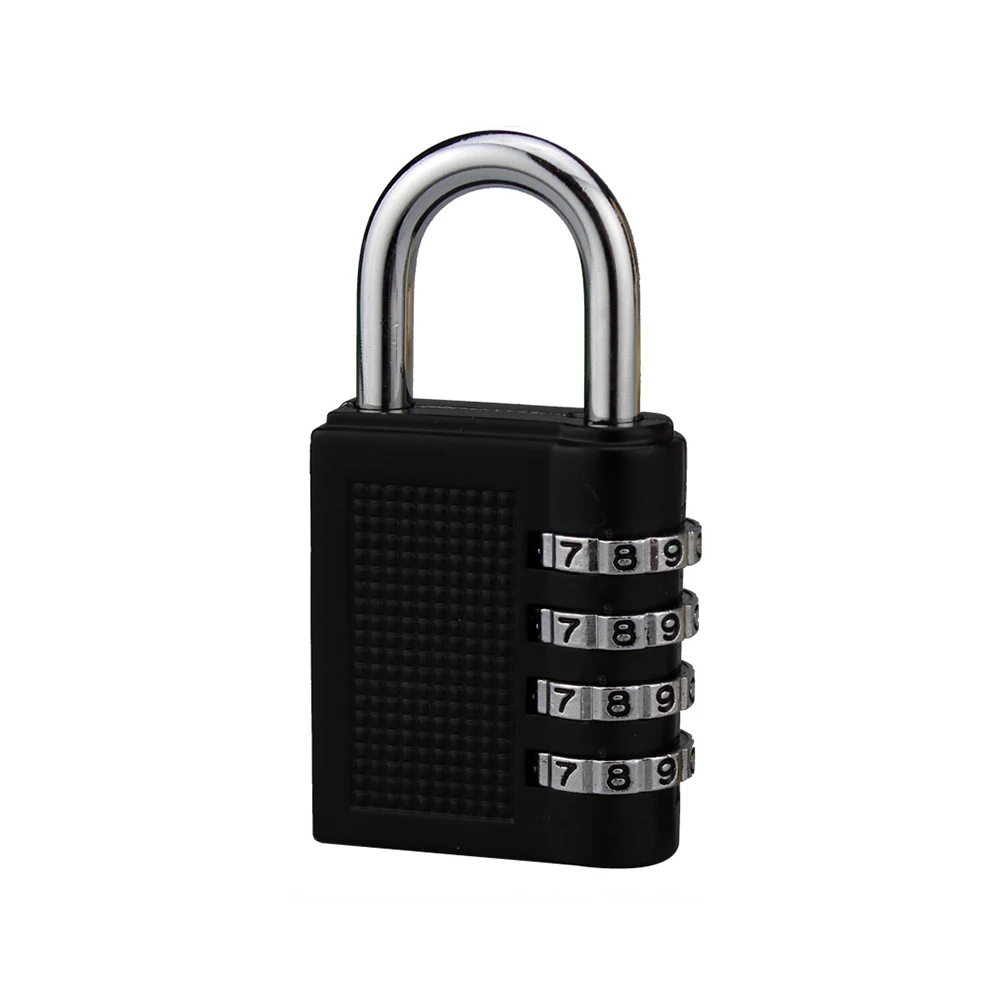 Лидер продаж 4 циферблата сбрасываемая комбинация блокировки паролей безопасный дверной замок коврик замок висячий замок для путешествий чемодан - Цвет: Черный